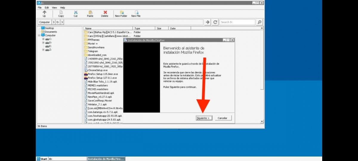 Asistente de instalación de Firefox