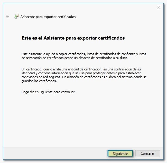 Asistente para exportar certificados