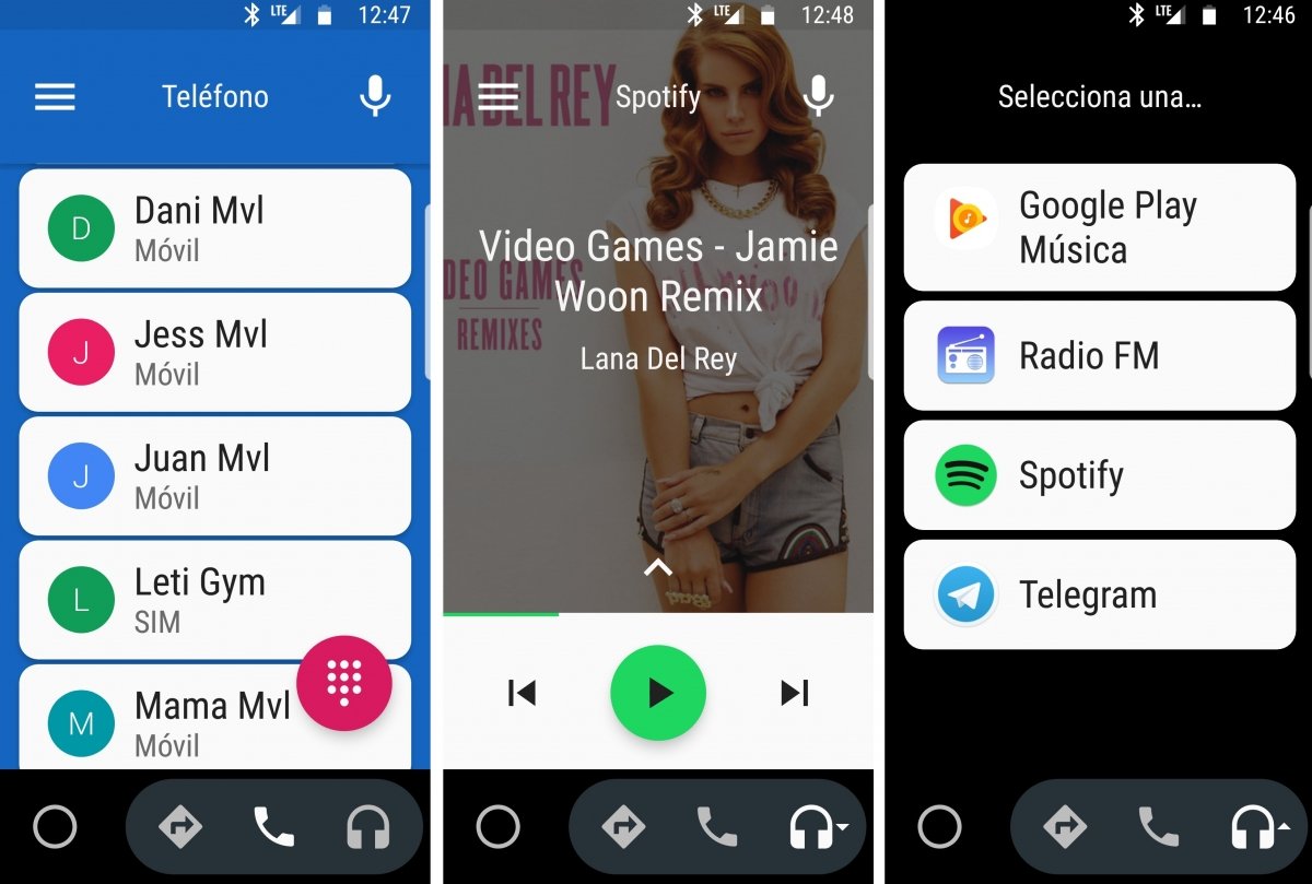 Aspecto de Android Auto desde un smartphone