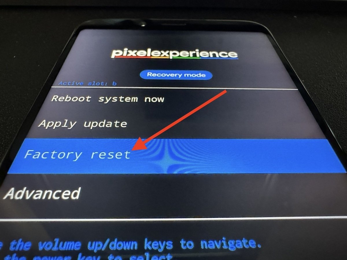 Aspecto del recovery incluido en la ROM personalizada Pixel Experience