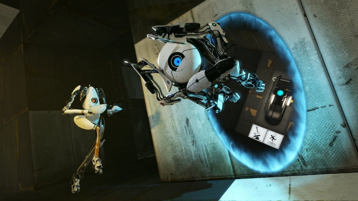 Atravesando un portal en Portal 2