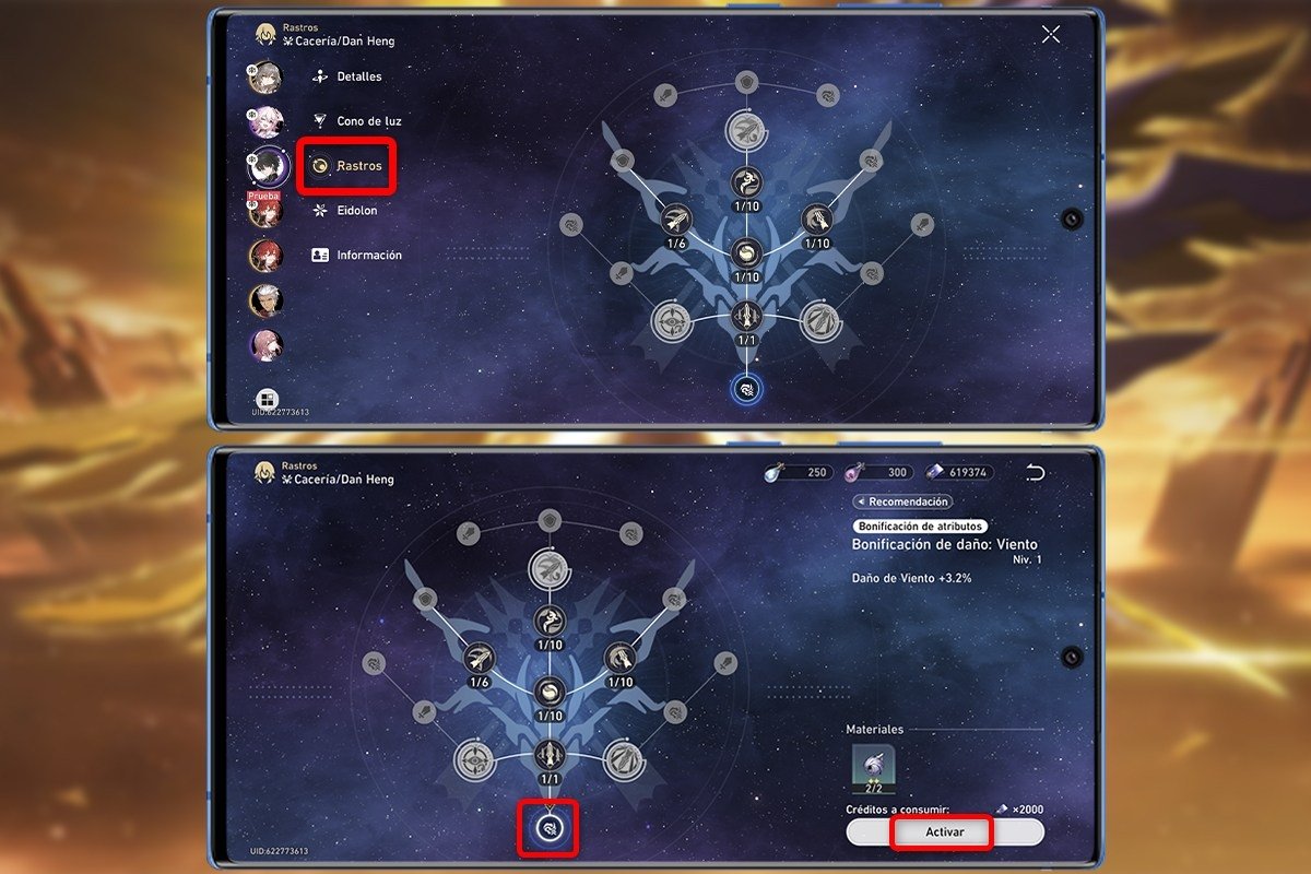 Aumenta el poder de tus personajes con los Rastros en Honkai Star Rail