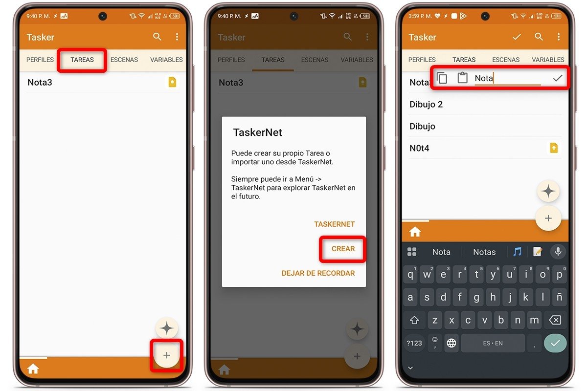 Automatiza notas en Google Keep - Crea una tarea en Tasker