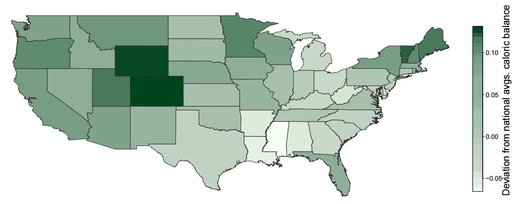 Balance energético resultante para cada estado de Estados Unidos