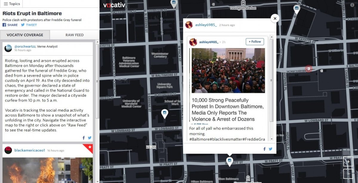 Baltimore en Vocativ Social Map