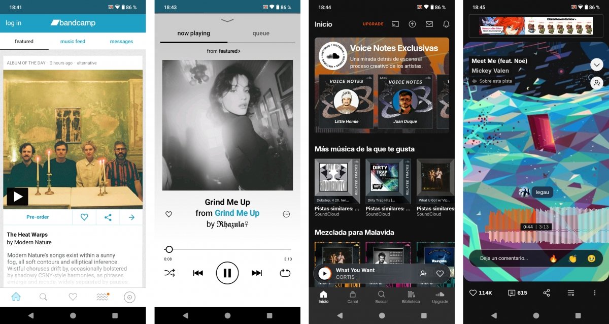 Bandcamp y SoundCloud dan la posibilidad de descargar gratis ciertas canciones con el consentimiento de los autores