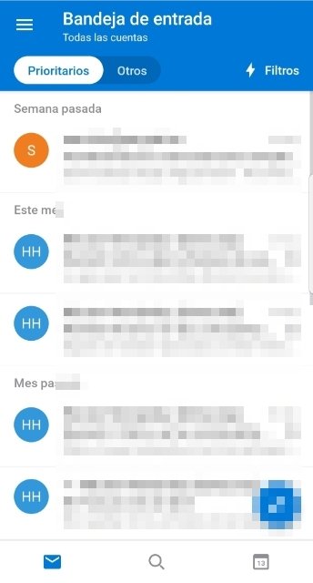 Bandeja de entrada de todas las cuentas sincronizadas