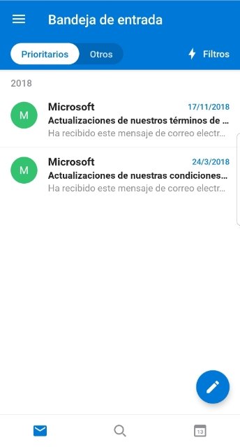 Bandeja de entrada de una única cuenta