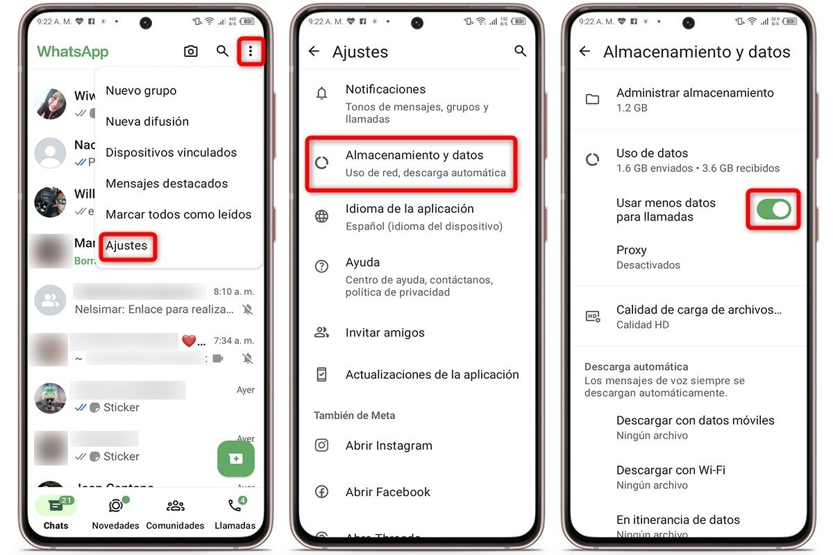 Bloquea las llamadas con datos móviles en WhatsApp