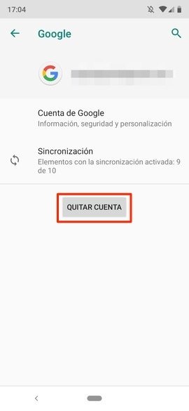 Borrado de la cuenta de Google
