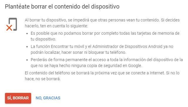 Borrado remoto de los datos de Android