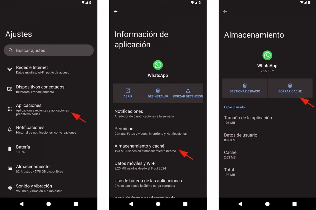 Borrar la caché de WhatsApp