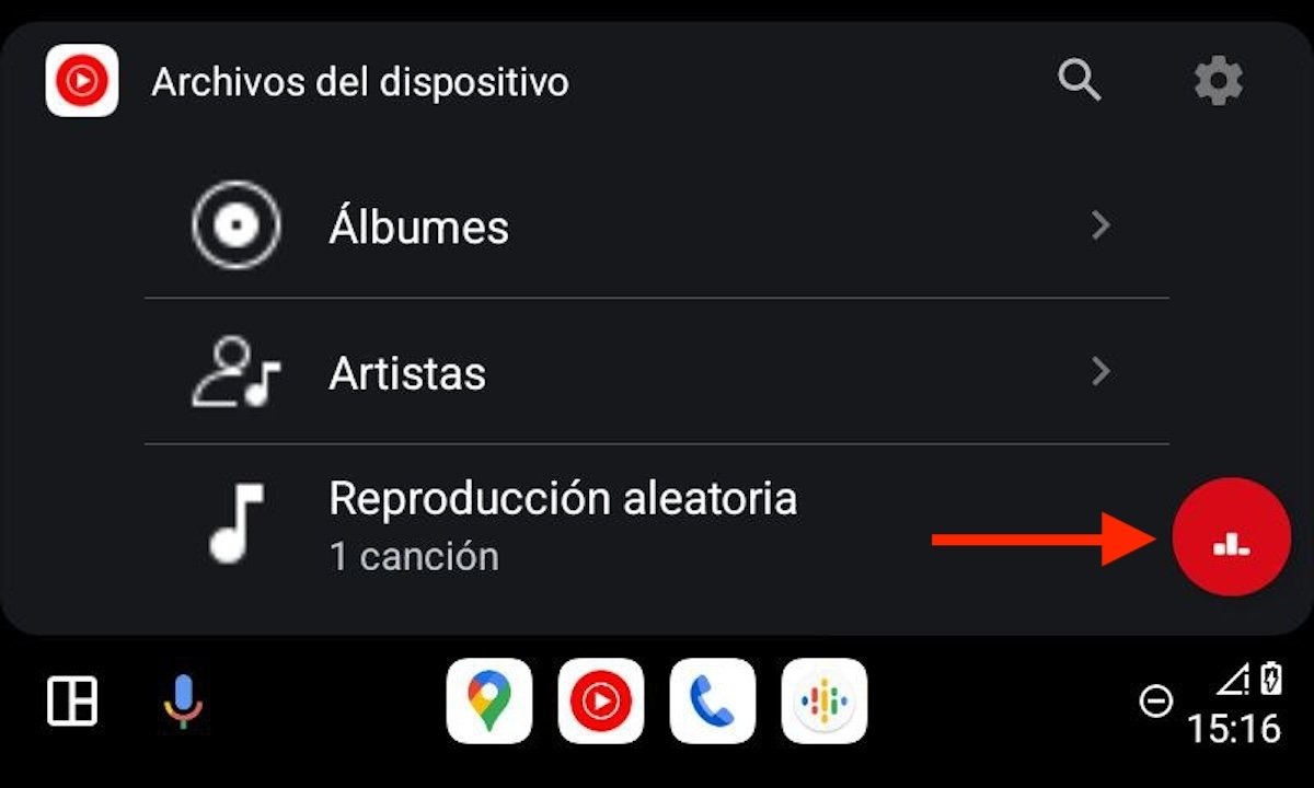 Botón para acceder a la reproducción actual