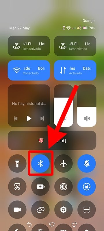 Botón para activar y desactivar el bluetooth en un móvil Android