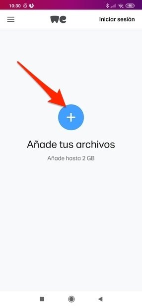 Botón para añadir un archivo a WeTransfer