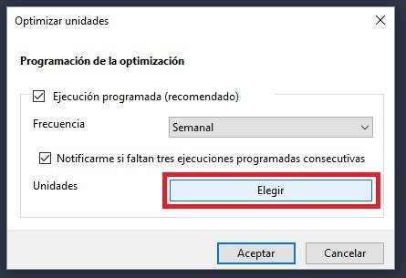Botón para elegir unidad
