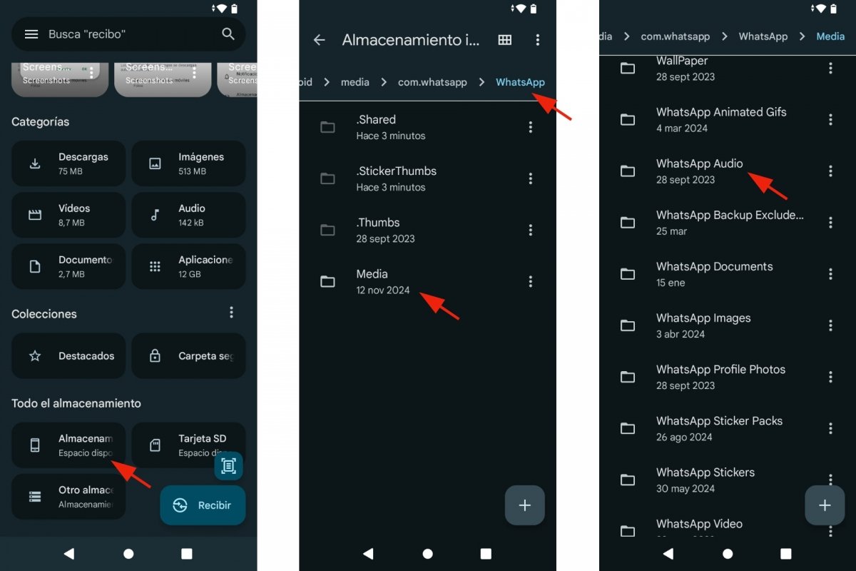 Buscar audios de WhatsApp en Android