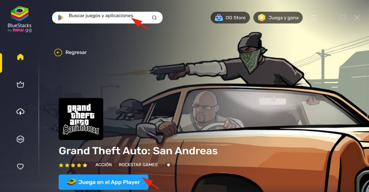 Buscar GTA San Andreas en BlueStacks