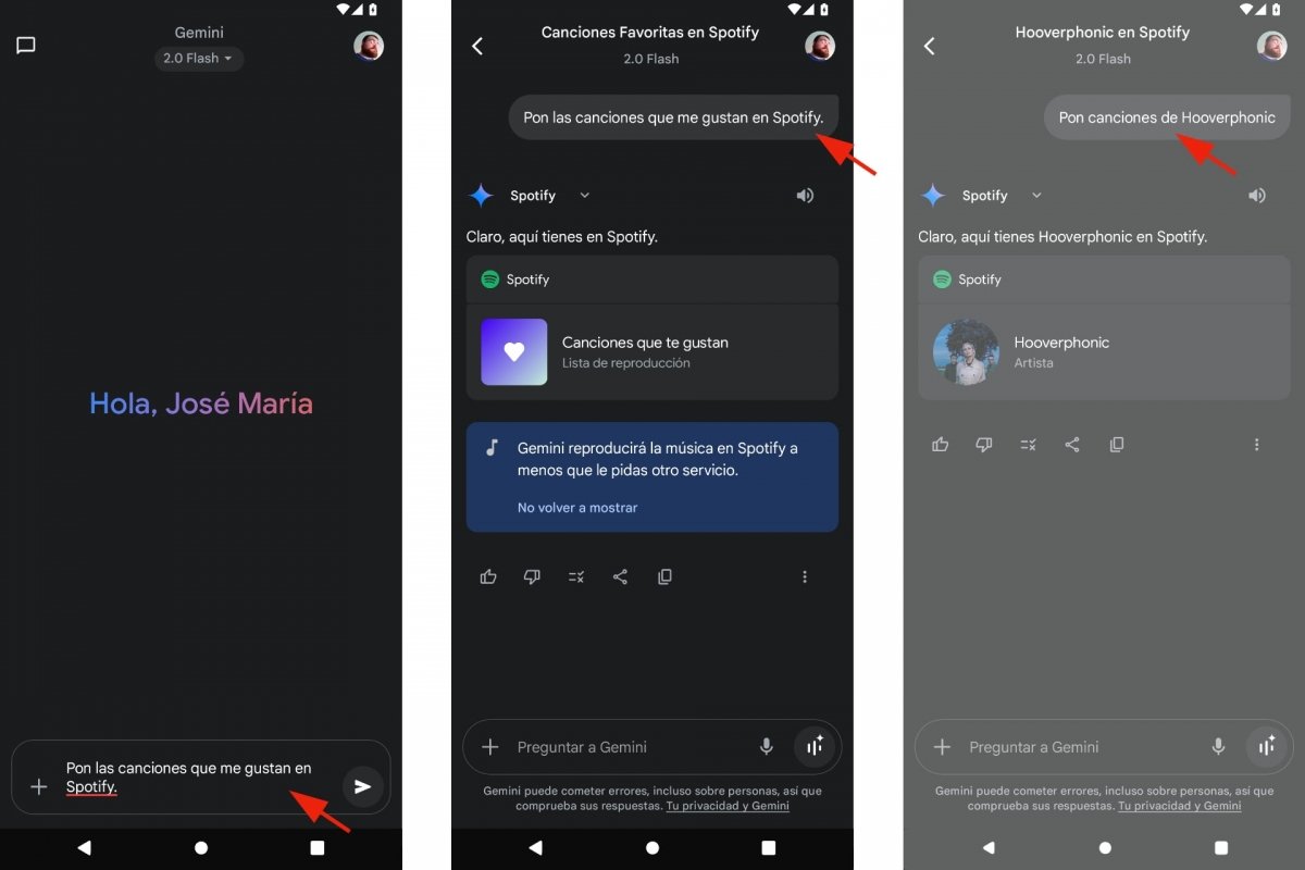 Buscar música de Spotify en Gemini