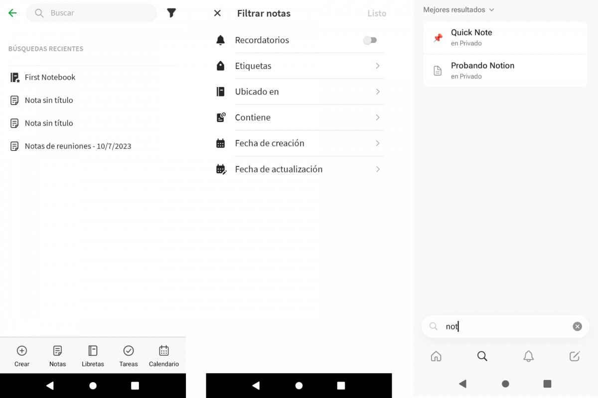 Buscar notas en Evernote y Notion
