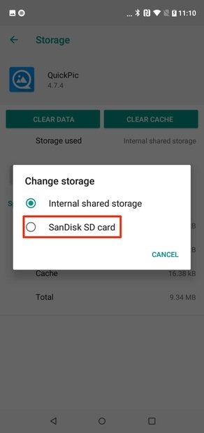 Cambio de una app a la tarjeta SD