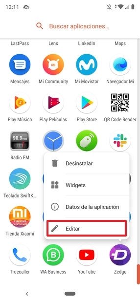 Cambio del nombre de una app