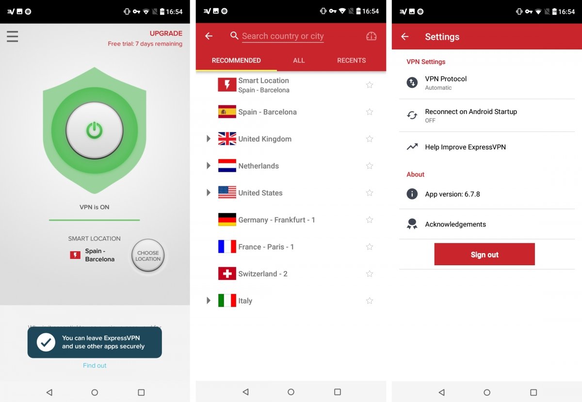 Capturas de pantalla de ExpressVPN