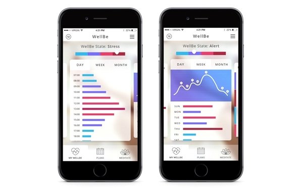 Capturas de pantalla de la app móvil WellBe