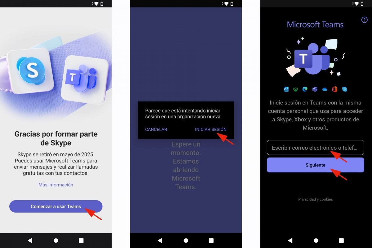 Cierre de Skype e inicio de sesión en Microsoft Teams
