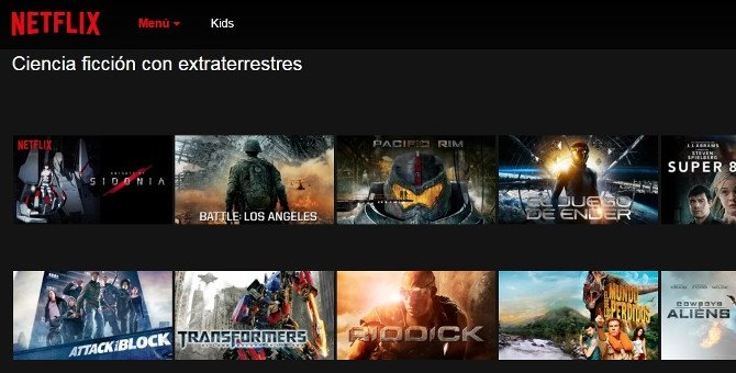 Cine de extraterrestres en categoría de ciencia ficción de Netflix