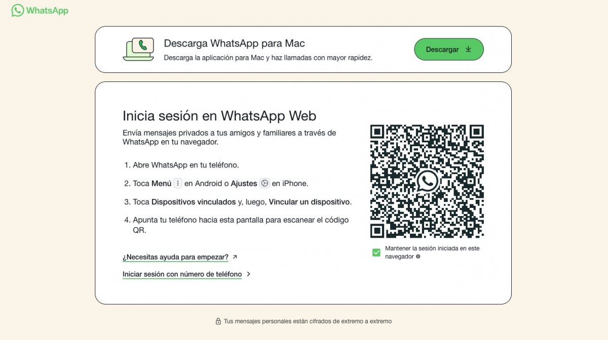 Código QR que debes escanear para iniciar sesión en WhatsApp Web