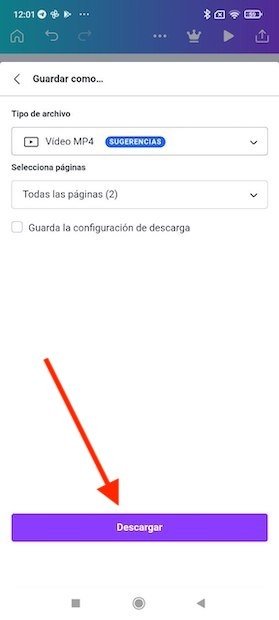 Comenzar la descarga en formato MP4