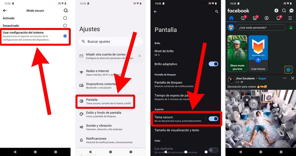 Cómo activar el modo oscuro en Facebook desde los ajustes de Android