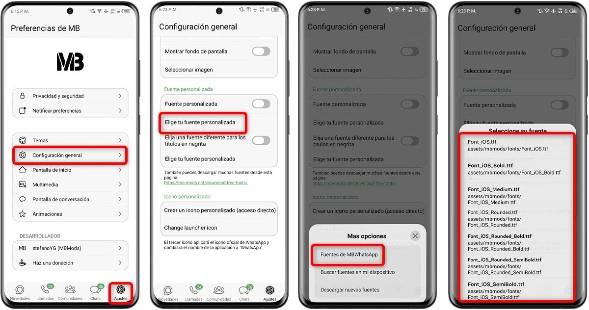 Cómo activar los emojis y la tipografía original de iPhone en MBWhatsApp