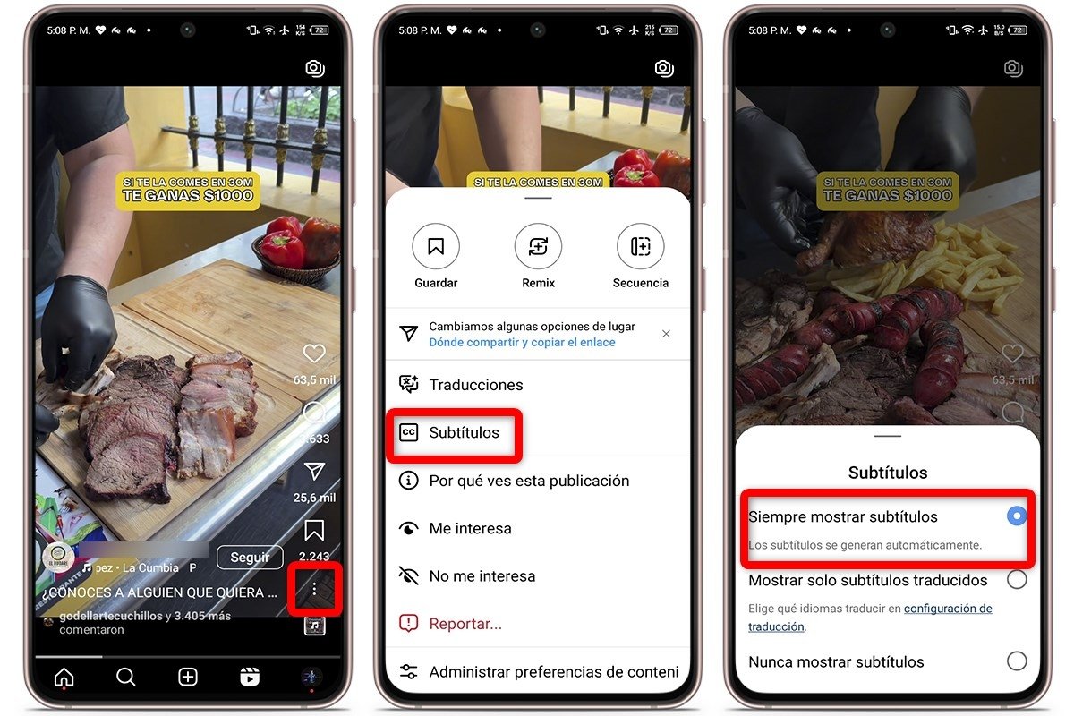 Cómo activar los subtítulos directamente desde un vídeo de Instagram