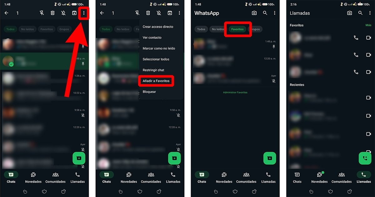 Cómo añadir un contacto o chat como favorito en WhatsApp