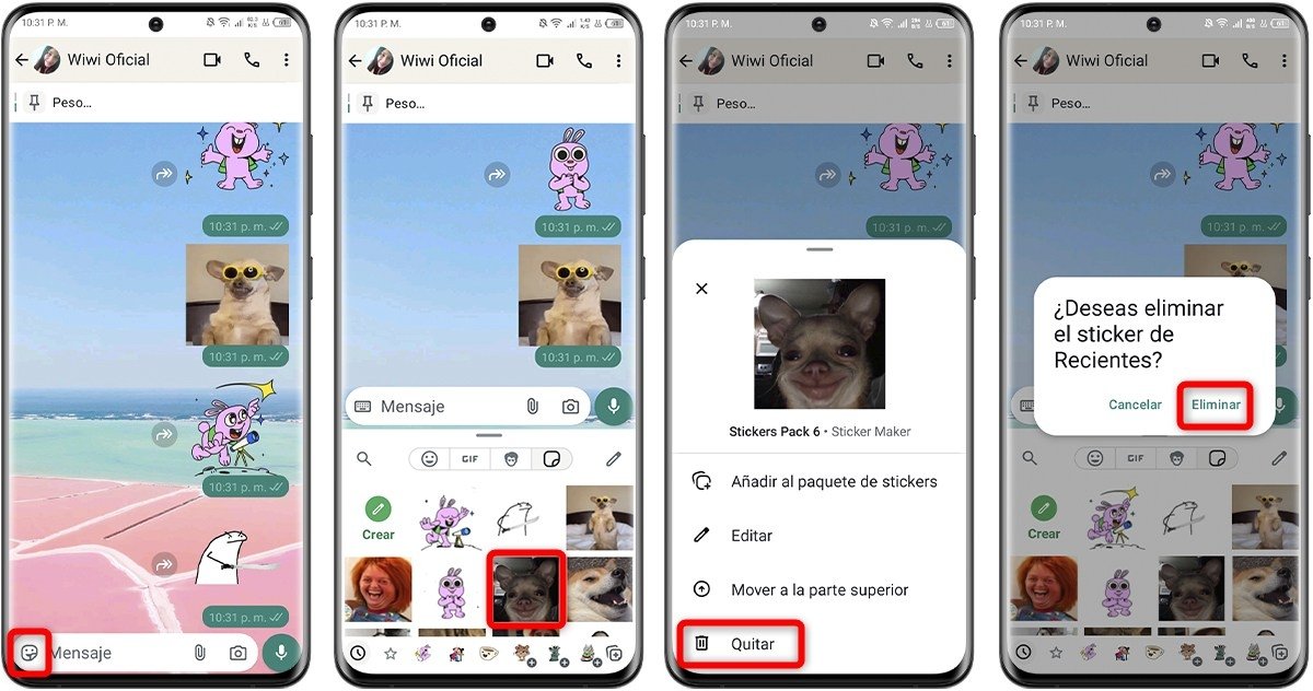 Cómo borrar stickers recientes