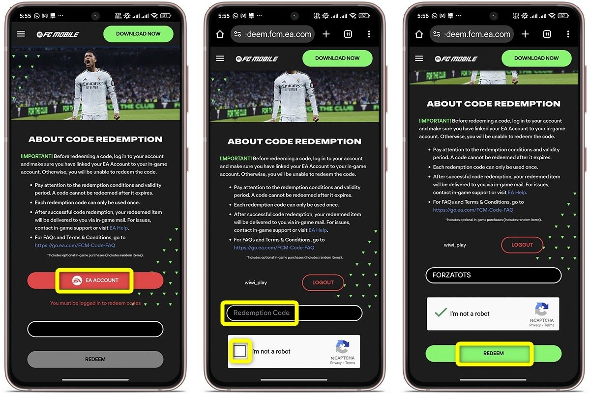 Cómo canjear los códigos de EA Sports FC Mobile 25