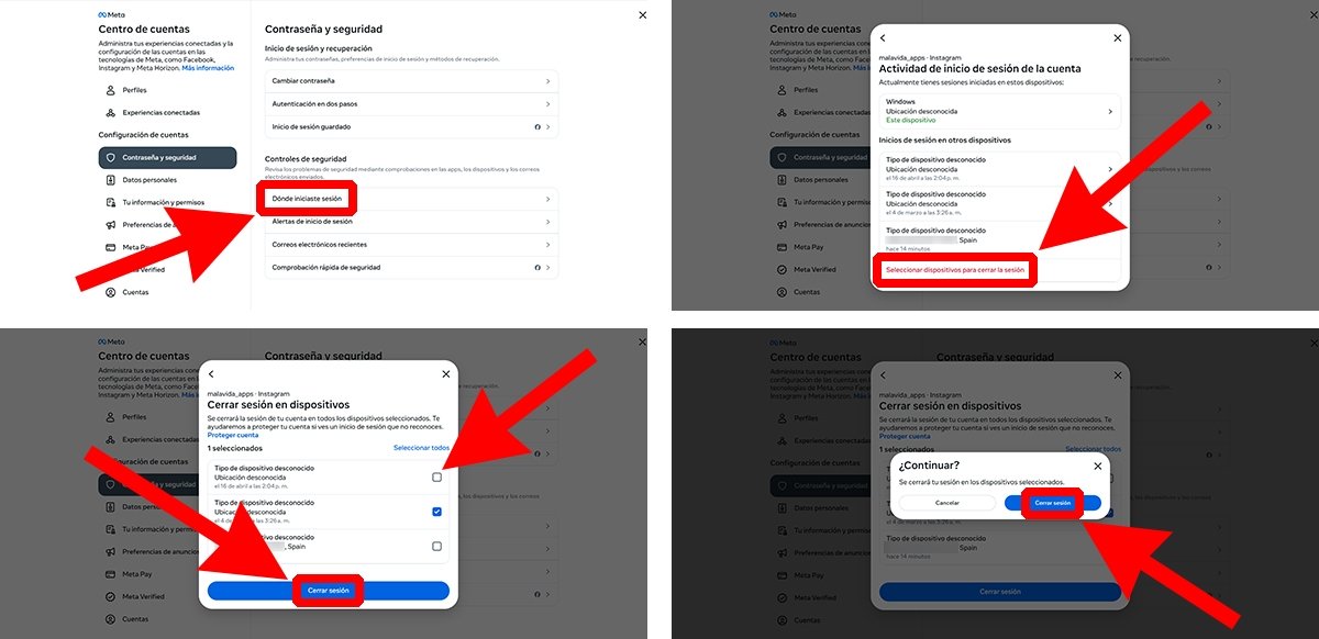Cómo cerrar la sesión abierta de Instagram en otros dispositivos desde un ordenador Windows