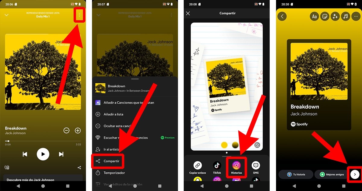 Cómo compartir música en las historias de Instagram desde la app Spotify