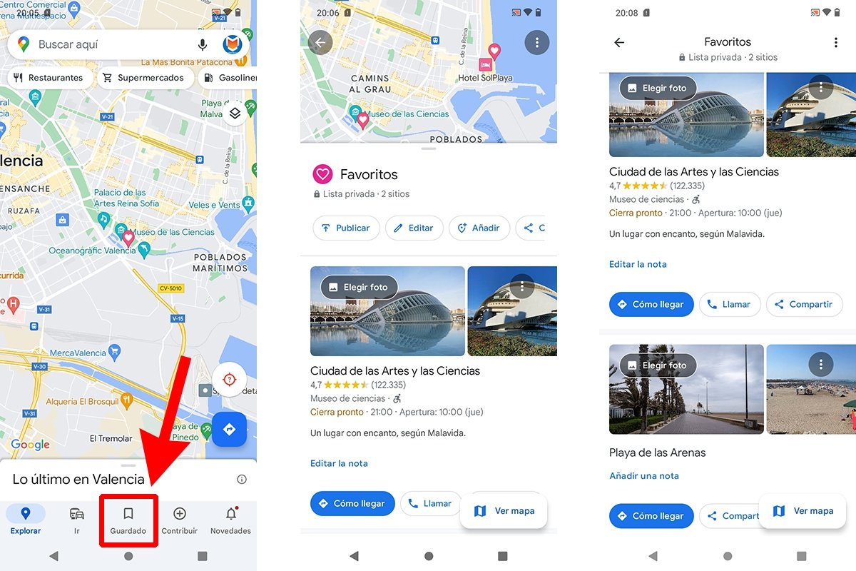 Cómo consultar tus sitios favoritos en Google Maps