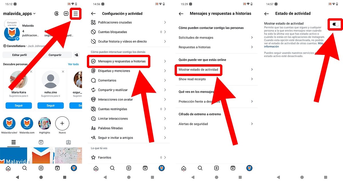 Cómo desactivar la opción mostrar estado de actividad en Instagram