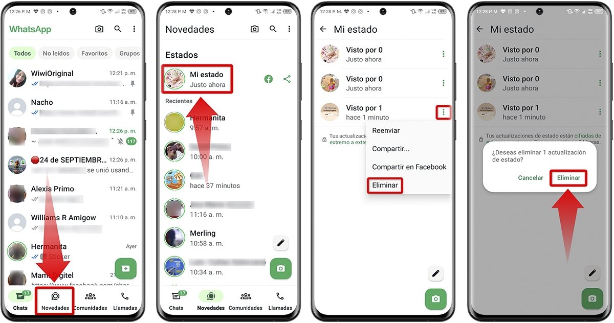 Cómo eliminar una actualización de tu estado de WhatsApp