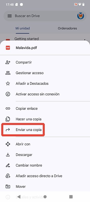 Cómo enviar una copia de un archivo de Google Drive