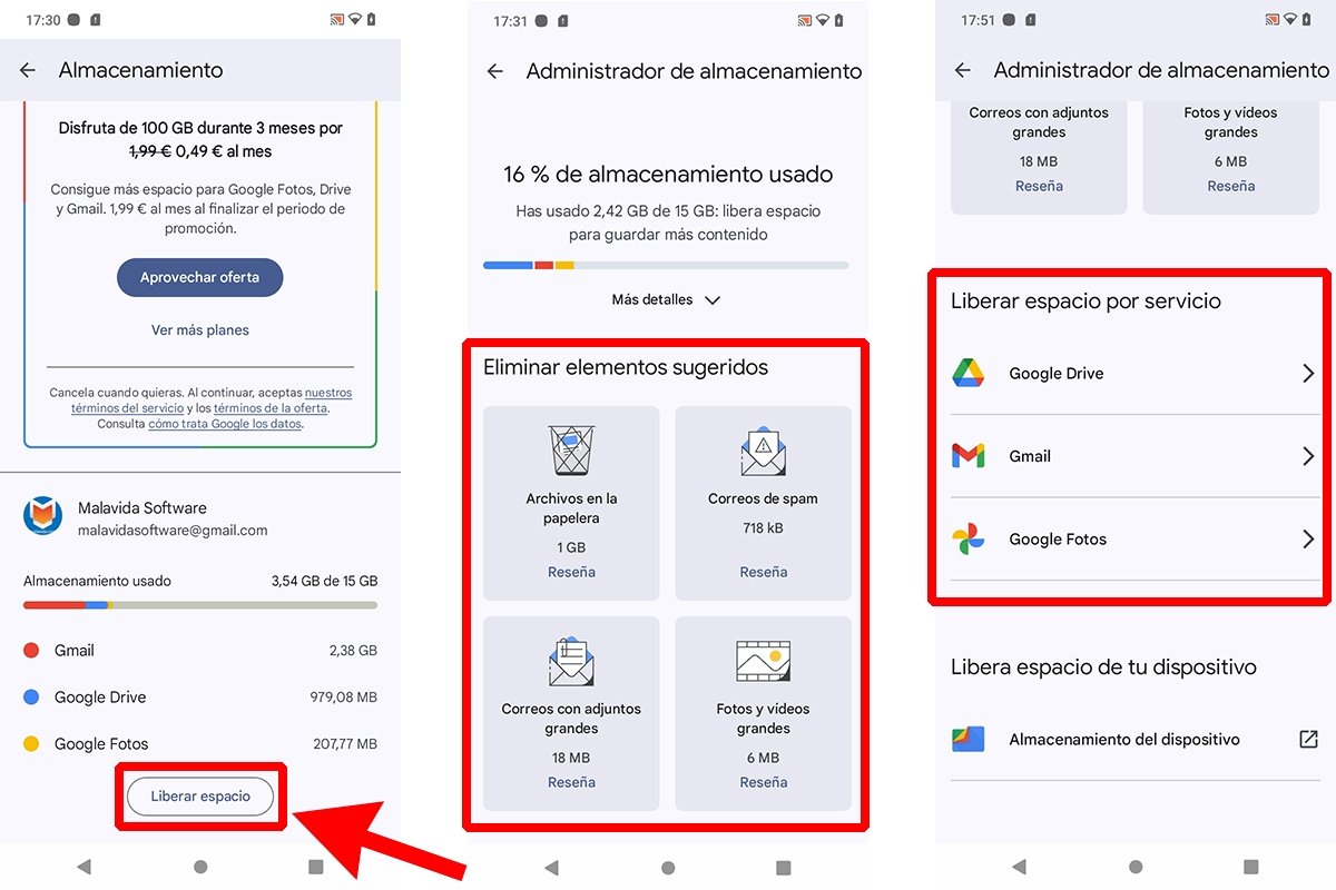 Cómo limpiar tu cuenta de Google para tener más espacio libre