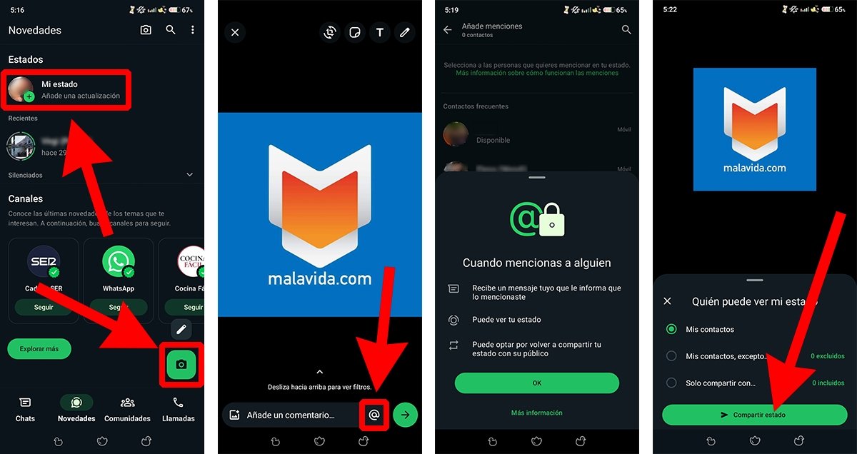 Cómo mencionar a tus amigos y contactos en tu estado de WhatsApp