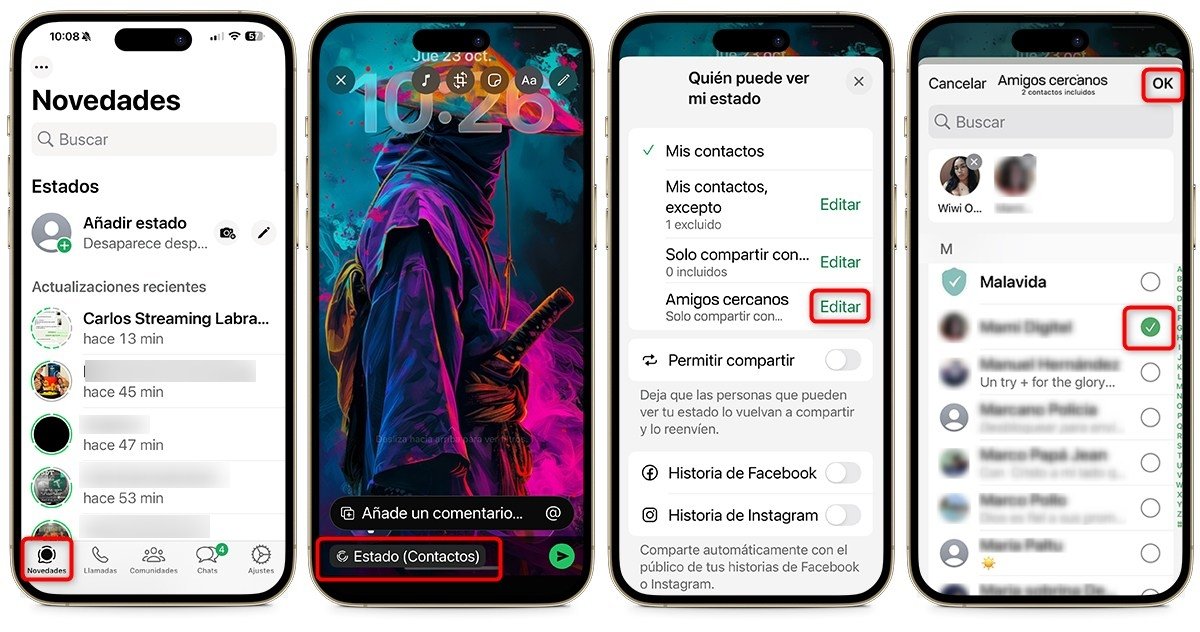 Cómo mostrar tus estados de WhatsApp solo a tus amigos cercanos