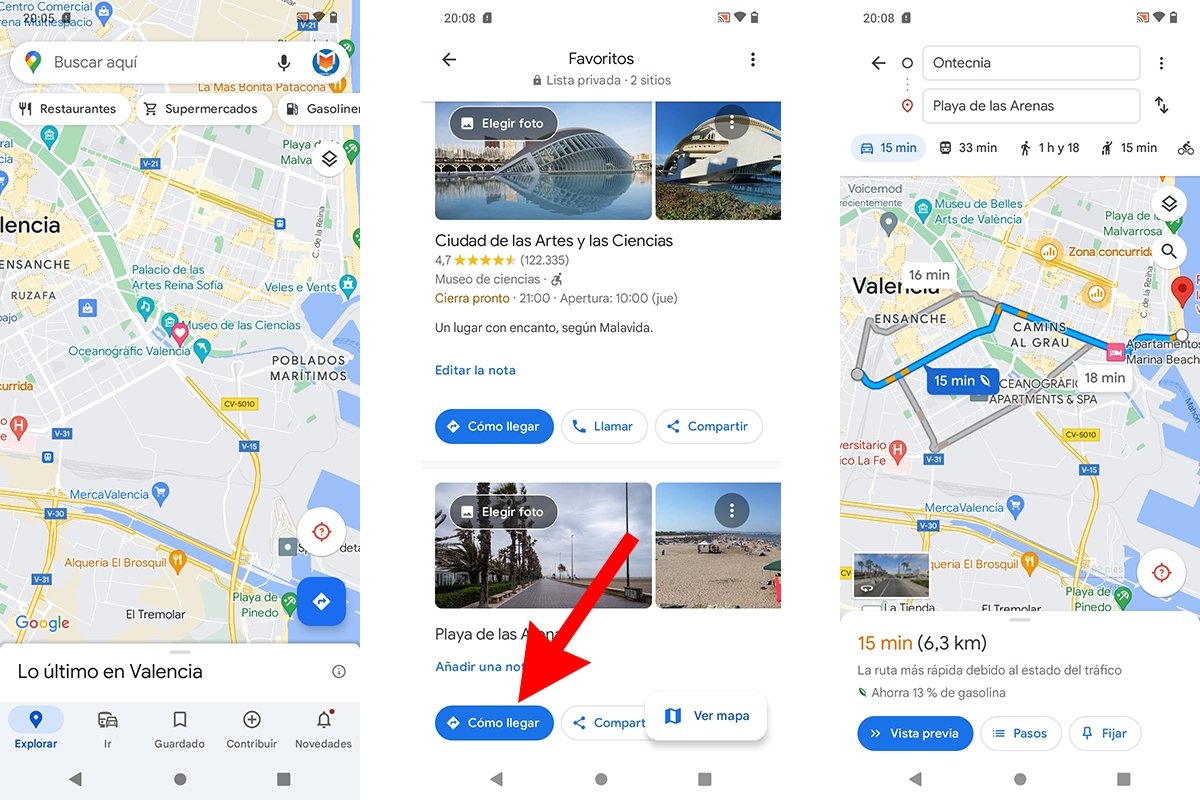 Cómo navegar hasta tus lugares favoritos en Google Maps