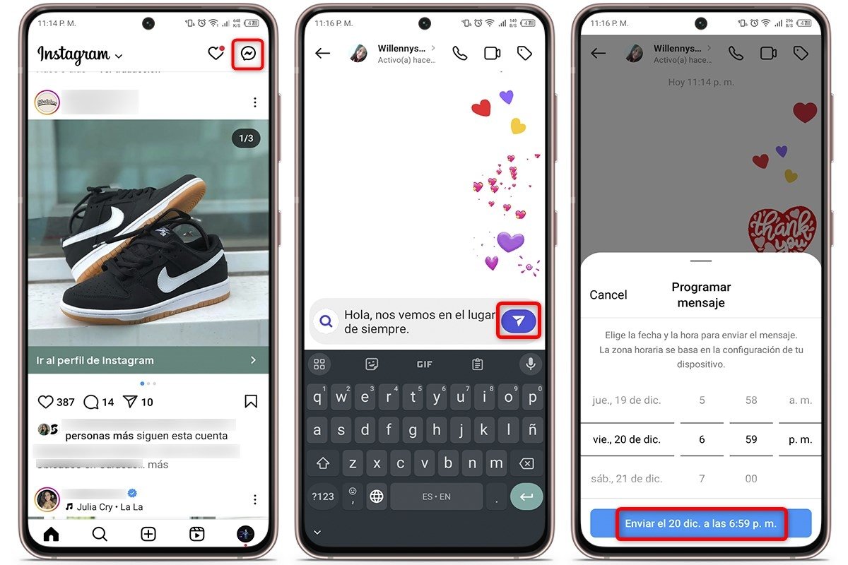 Cómo programar un mensaje en Instagram