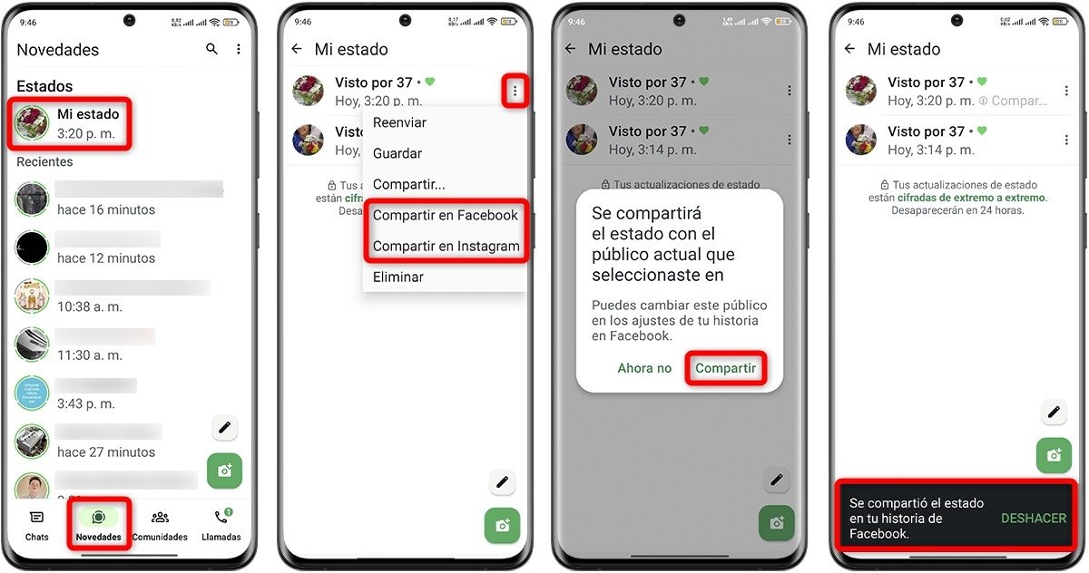 Cómo publicar tu estado de WhatsApp en Instagram y Facebook